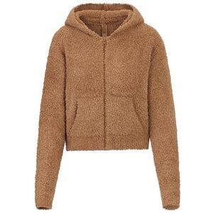 SKIMS Tan Teddy Bear Cozy Knit Fuzzy Zip-Up Hooded Jacket Size Large / XL